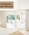 Bedroom with patio doors enhanced by Metal Sliding Door Latch Lever Replacement Parts For Jeld Wen Sliding Door Handle 1-3/8 Inch Pin White Durable Alloy Metal Construction Easy Replacement For Patio Doors Compatible With Surface Mount Handle Sets Improves Security And Smooth Operation.