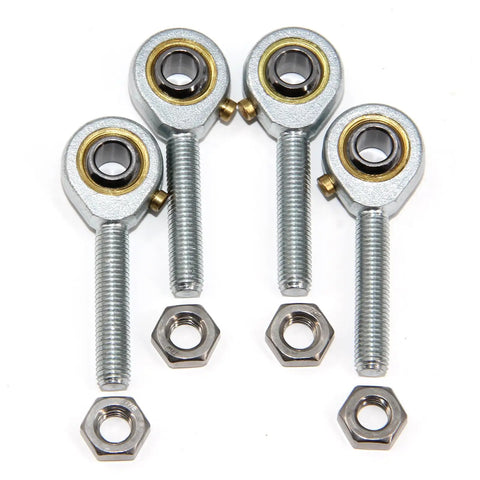 Rod End Bearings With Quarter Inch Bore And Quarter Twenty Eight Right Hand Thread, Jam Nuts Included, Steel Body, pack of four