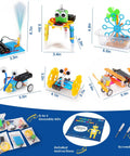 Six Piece Robot Kit Set For Kids 5 To 12 Build Reptile Robot Balance Car Bubble Machine Fiber Lamp And Sliding Plane