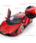 Lamborghini Sian FKP 37 1/14 RC Car For Kids Red Realistic 13.3 Inch Scale Remote Control Toy With open doors and LED lights