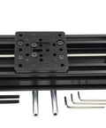 300mm 4080U Screw Slide Table Linear Actuator Kit with aluminum alloy black finish and 8mm lead screw, shown with fittings and tools.