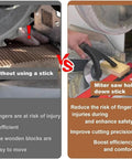 Comparison of without using a stick vs Miter saw hold down stick with Rubber Push Stick With Hold Down Clamp Set For Woodworking