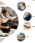 Cute Highland Cow Memory Foam Travel Pillow for neck support in home, travel, siesta, and office settings with guitar
