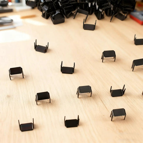 120 Piece Zipper Repair Kit With Top And Bottom Stops In Black For Bags Jackets And Coats Metal Zipper Stopper Set on table