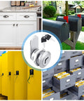 Sixteen Pack Cabinet Cam Locks With Thirty Two Keys Five Eighth Inch Diameter Keyed Alike Non Key Retaining Lock Set usage collage