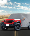 Jeep Wrangler Cab Cover For 2007 To 2026 Four Door Waterproof All Weather Half Car Cover on red Jeep in desert road