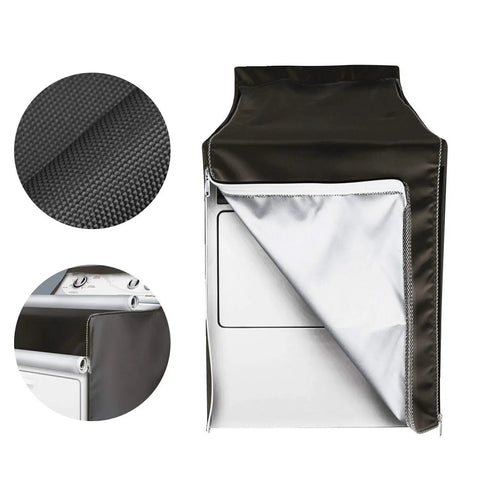 Two Pack Washing Machine Cover for Outdoor Use with Easy Zip Design Waterproof Dustproof UV Shield No Fuss All Weather Protection for Top Load and Front Load Machines Black