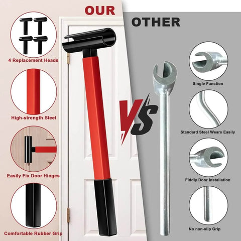 4 In 1 Door Hinge Adjustment Tool Kit With Rotary Gap Adjuster next to standard steel tool comparison