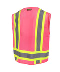 Fly High Vis Mesh Safety Vest For Crews Ansi Type O Class 1 Reflective Tape Lightweight Breathable Pink Work Pullover Extra Large back view.