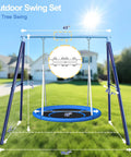 Heavy Duty Saucer Swing Set For Backyard 500lbs Capacity Outdoor Metal Frame Playground Equipment With 45 Inch Round Swing