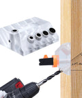 Heavy Duty Multi Angle Drill Guide Jig For Smooth Cable Railing Installations Gives You Dead On Accuracy For Wood Post Holes Without The Guesswork Featuring Reliable 25 To 45 Degree Stops on wood post with drill bit