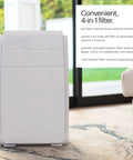 The Real Deal 5 Stage Air Purifier With On Demand Ion Tech And Pure Carbon Layers To Kick Out Dust Smoke And Allergens Inside Rooms Spanning 560 Square Feet with 4-in-1 filter in a modern living area.