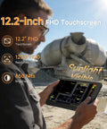 Heavy Duty Rugged Tablet With No Sweat Barcode Scanner And 12.2 Inch Windows 11 Pro Screen being used outdoors, showing high brightness and clarity.