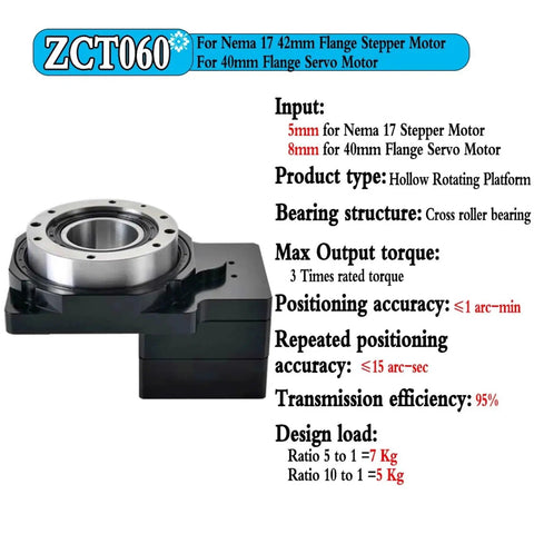 Heavy Duty Hollow Rotary Platform With Shop Grade 360 Motion And Right On 5 To 200 Ratios Replaces Cam Indexer Motor for Nema 17 motors.