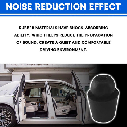 Heavy Duty Rubber Door Damper Buffer Pads For Cars Slam Silencer Bumper Cushions shown installed in car door for noise reduction.