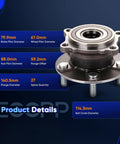 Rear Wheel Hub And Bearing Assembly OE 512382 For Mitsubishi Lancer 2008 Through 2015 And Outlander Sport 2007 Through 2012 RVR 2011 with detailed measurements