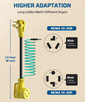 4 Prong To 3 Prong Dryer Plug Adapter NEMA 10-30P To 14-30R Converts Newer Dryer For Older Home Outlets diagram