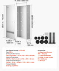 Slick 28 Inch In Wall Structured Media Enclosure Box with detailed dimensions, accessories, and a clean design for cable management.