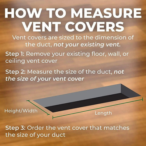 Guide on measuring duct size for Dope Cast Aluminum Contemporary Black Vent Cover 4x14 For Floor Or Wall Registers With Adjustable Dampers.