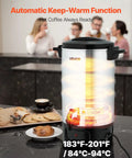 Big Batch Commercial Coffee Urn With Dripless Faucet 40 Cup 203 Oz Hot Beverage Dispenser 1090W Quick Brew Coffee Maker Automatic Temperature Control in use