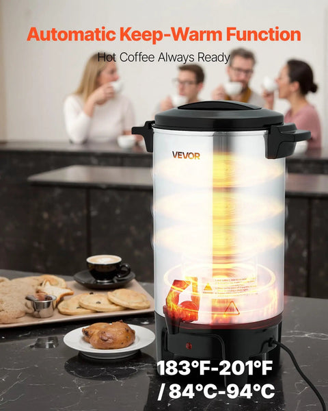 Big Batch Commercial Coffee Urn With Dripless Faucet 40 Cup 203 Oz Hot Beverage Dispenser 1090W Quick Brew Coffee Maker Automatic Temperature Control in use