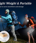 Two hikers using Four Pack Rechargeable Camping Lanterns With 300 Lumens, Three Light Modes, IP53 Waterproof at night