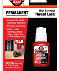 Permanent Red Thread Locker For Metal Threads Up To Three Quarters Inch Diameter, 6 mL Bottle in retail packaging.