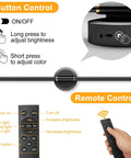 Premium Rechargeable LED Wall Sconces Set Of Two With Remote Control, black button control and remote for brightness adjustments.