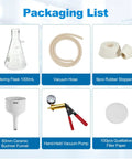 Supercharged Filtration Kit with 1000 mL Buchner Funnel, accessories like vacuum hose and hand-held vacuum pump for lab use
