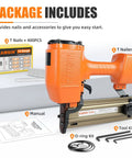 14 Gauge Pneumatic Concrete T Nailer With 400 Pcs 3/4 Inch T Nails, Tool Kit, and Manual for Decking and Plywood