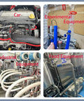 Red 10mm ID Silicone Vacuum Tubing Hose in various uses: car engine, experimental setup, industrial and food equipment.