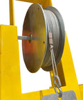 Full Size Vertical Panel Saw Sign Maker Kit With Razor Knife Insert Built Like A Tank visible cable reel with steel wire on yellow frame