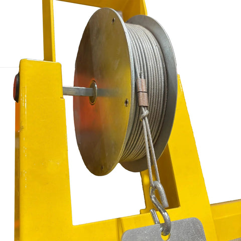 Full Size Vertical Panel Saw Sign Maker Kit With Razor Knife Insert Built Like A Tank visible cable reel with steel wire on yellow frame