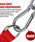 Rock Solid Aluminum Alloy Workout Handles, Hella Durable Metal Gym Grips For Cable Machines And Lat Pulldowns, large stainless steel D-rings and carabiners.