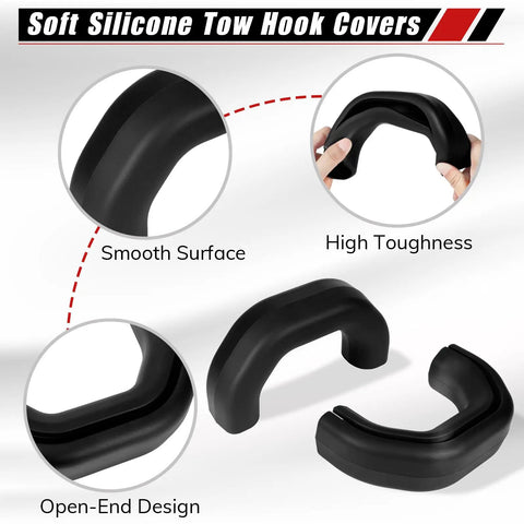 RAM Front Tow Hook Covers Silicone Black For 2019-2026 2500 3500 Towing Hitch Cover Exterior Decor Trim No Fuss Install Durable Silicone Fit