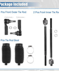 6 Piece Front Inner Outer Tie Rod Ends Kit With Boots For Ram 1500 2013-2018 5-Lug And Ram 1500 Classic 2019-2022 Drag Link Steering Suspension Replacement, parts layout