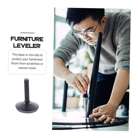 Premium Set Of Four Furniture Levelers Featuring Swivel Foot Screws for quick height adjustment during use in a home office.