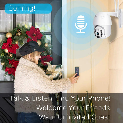 1080P Pan Tilt Outdoor Security Camera With Two Way Audio, 355 Degree Horizontal And 90 Degree Vertical Rotation mounted outdoors