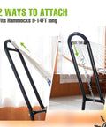 Beefy Heavy Duty Steel Hammock Stand For 9 To 14 Foot Hammocks With 550 Lb Capacity, Portable Frame, Black, indoor setup