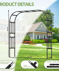 Go-To 6.9x7.9 Ft Square Tube Garden Arbor Trellis With Twisted Metal Design, diagram of stable arch structure