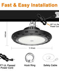 UFO LED High Bay Light 150W Hella Bright 21000 Lumens 5000K Daylight 600W HID And HPS Equivalent with power cord and hook ring