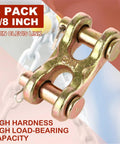 Heavy Duty 6 Pack 3/8 Inch G70 Alloy Steel Safety Chain Repair Links Forged Twin Clevis Connector close-up view