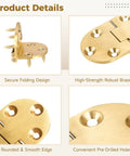 Brass 90 Degree Hinges Set 4 Pcs With 24 Screws product details showing secure folding design, robust brass, smooth edges.