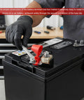 User installing Heavy Duty MRBF Terminal Fuse Block, 300 Amp 58 Volt DC Single Stud Battery Fuse Kit on a car battery.