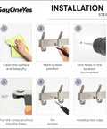 Installation steps for Wall Mounted Coat Rack With 17 Inch Stainless Steel Rail And Six Heavy Duty Double Coat Hooks In Brushed Nickel Finish