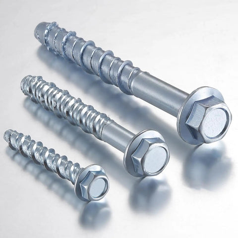 Half Inch By Three Inch Zinc Plated Concrete Screw For Masonry Anchoring To Brick Or Block Heavy Duty Pack Of Ten With Socket Tool Included