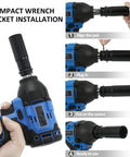 Cordless Brushless Half Inch Impact Wrench With 260 Ft Lbs Max Torque 2.0Ah Battery socket installation steps