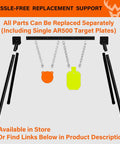 AR500 Steel Target System Kit With Stand Three Eighths Inch Thick Targets Includes 6 Inch Gong And 7 By 12 Inch Torso Plus 1 Stand