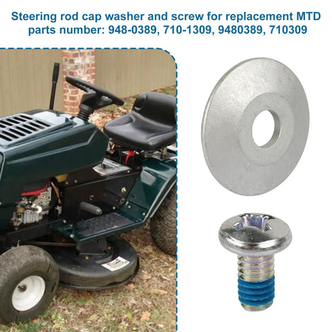 Steering Rod Cap Washer And Screw Replacement Kit For MTD Craftsman Yard Machines Yard Man Troy Bilt Lawn Tractors Fits 2012 To 2017 Models 9480389 7101309, steel washer and screw