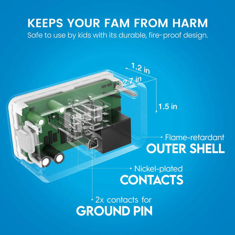 Diagram of Two Pack Smart Plugs With Voice Control For Alexa Google Assistant And IFTTT showing interior components and dimensions.